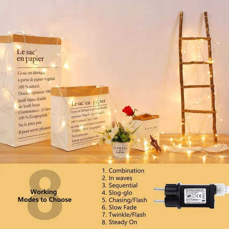 BRIZLABS Kerstverlichting Lichtsnoer 20M 200 LED Waterdicht — foto 4