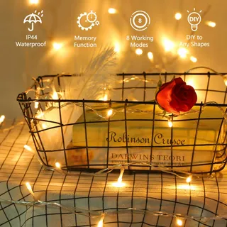 BRIZLABS Kerstverlichting Lichtsnoer 20M 200 LED Waterdicht — miniatuur 2