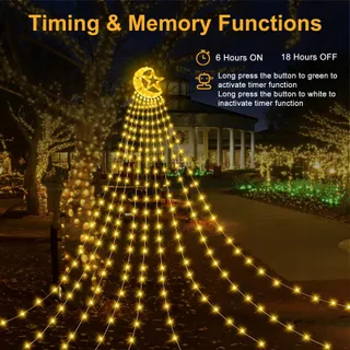 EISREGEN Lichtketting 15M 600 LED Buiten Waterdicht 8 Modi — miniatuur 13