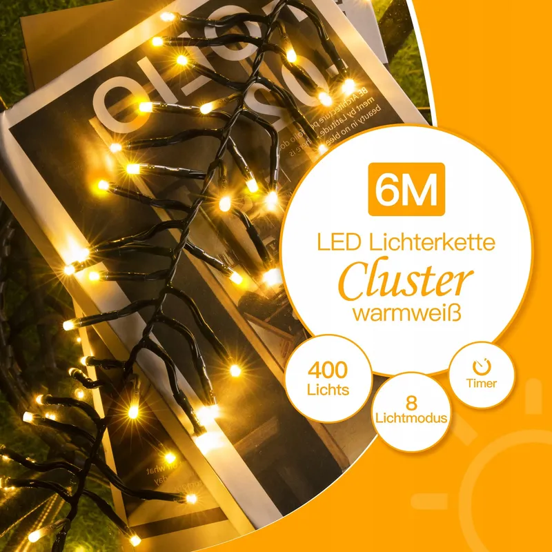 OLLNY Lichtketting Buiten Waterdicht 6M 400LED — foto 2