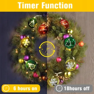 QEDERTEK Kerstverlichting Ballen 4M Batterij Timer 8 Modi — miniatuur 5