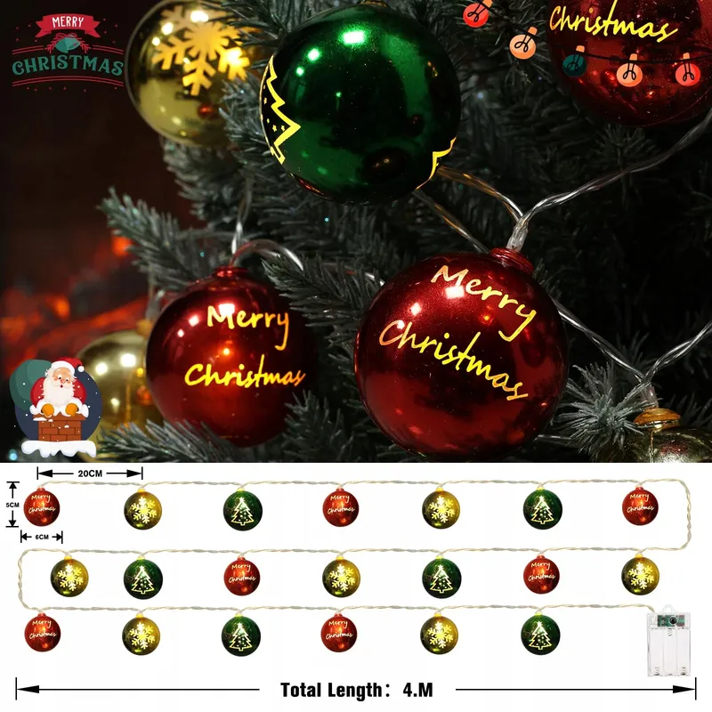 QEDERTEK Kerstverlichting Ballen 4M Batterij Timer 8 Modi — foto 6