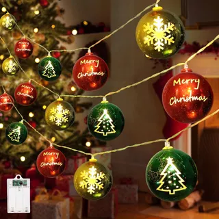 QEDERTEK Kerstverlichting Ballen 4M Batterij Timer 8 Modi — miniatuur 1