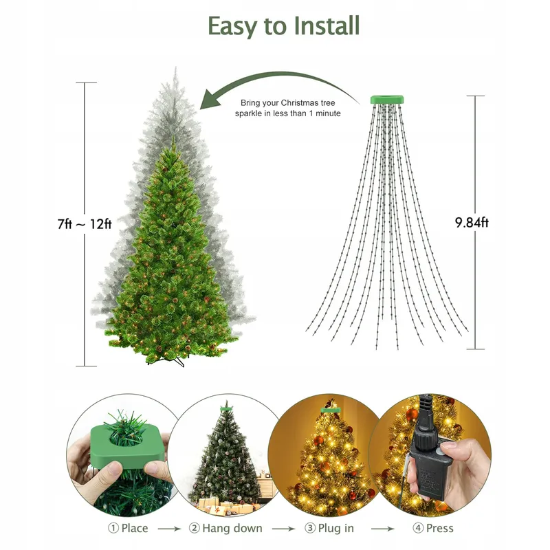 GYLEFY Kerstboomverlichting 480 LED IP65 Timer 8 Standen — foto 3