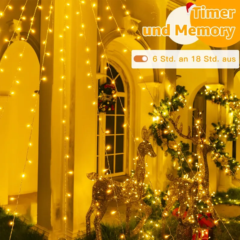 OLLNY Waterdichte Kerstverlichting 8 Standen 3,5M 352 LED — foto 3