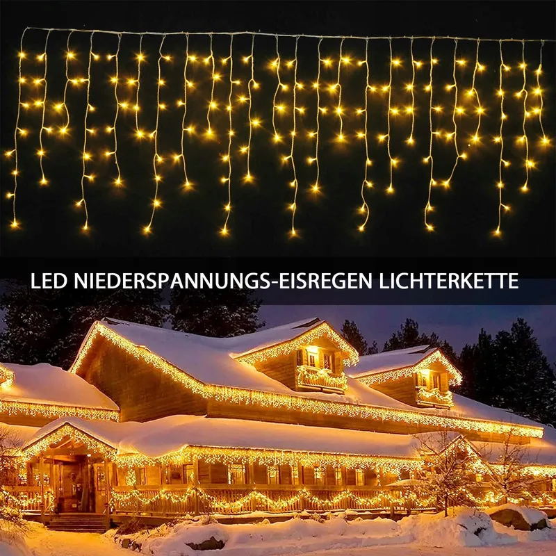 LICHTERKETTE Lichtgordijn 15m 600 LED IP44 Timer Warmwit — foto 2