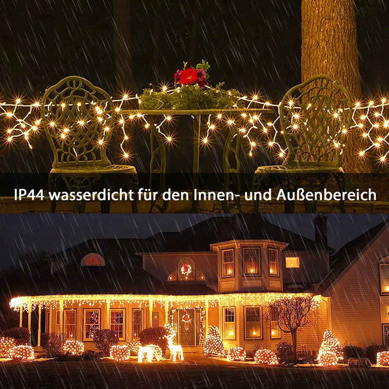 LICHTERKETTE Lichtgordijn 15m 600 LED IP44 Timer Warmwit — foto 4