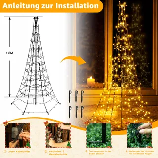 OLLNY Kerstboom Lichtketting 234 LED 18m 8 Modi IP44 Waterdicht — miniatuur 6