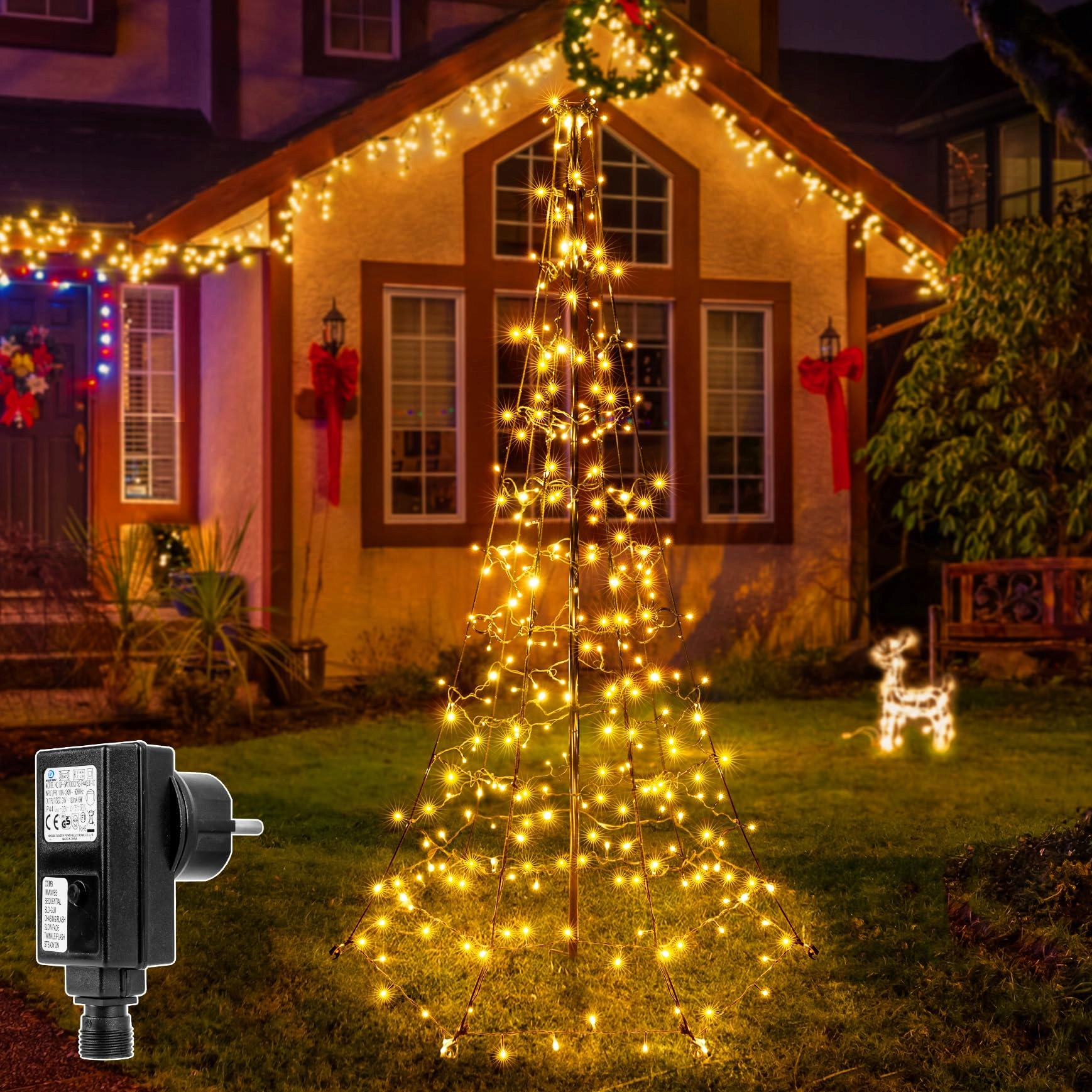 OLLNY Kerstboom Lichtketting 234 LED 18m 8 Modi IP44 Waterdicht
