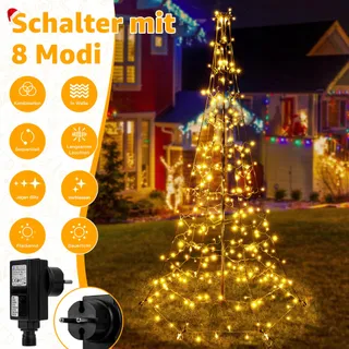 OLLNY Kerstboom Lichtketting 234 LED 18m 8 Modi IP44 Waterdicht — miniatuur 2