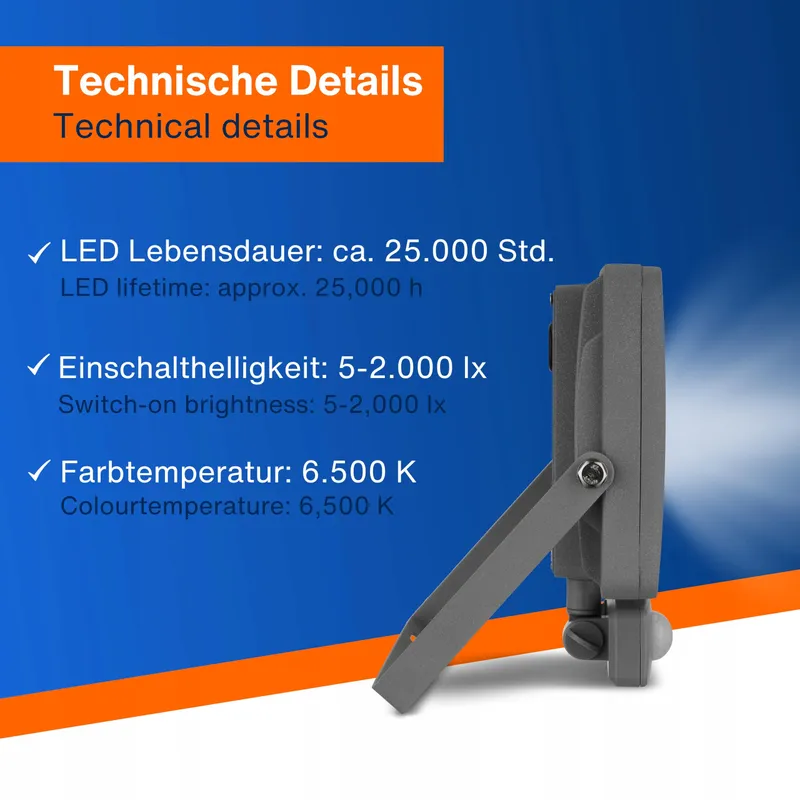 REV FLARE LED Buitenlamp Bewegingssensor 30W 2550lm IP44 Zilver — foto 5