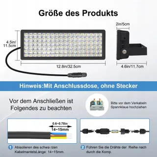 HOPEDAMAI LED Schijnwerper 100W 14000lm 3000K IP67 Warmwit Tuin Garage — miniatuur 7