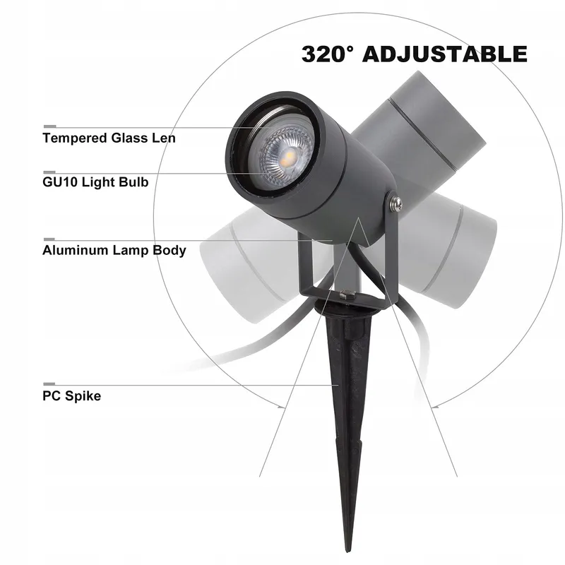 DAWALIGHT Tuinspot LED GU10 IP65 4 Stuks 5W 3000K Aluminium — foto 4