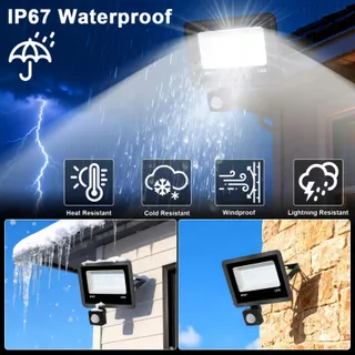 INDMIRD LED Schijnwerper 30W Bewegingsmelder 3000lm IP67 2 Stuks — miniatuur 4