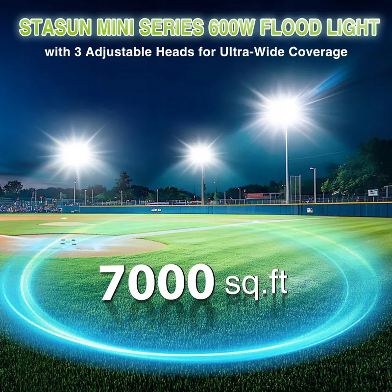 STASUN LED Schijnwerper 600W 60000lm IP66 3 Koppen Buiten — foto 5