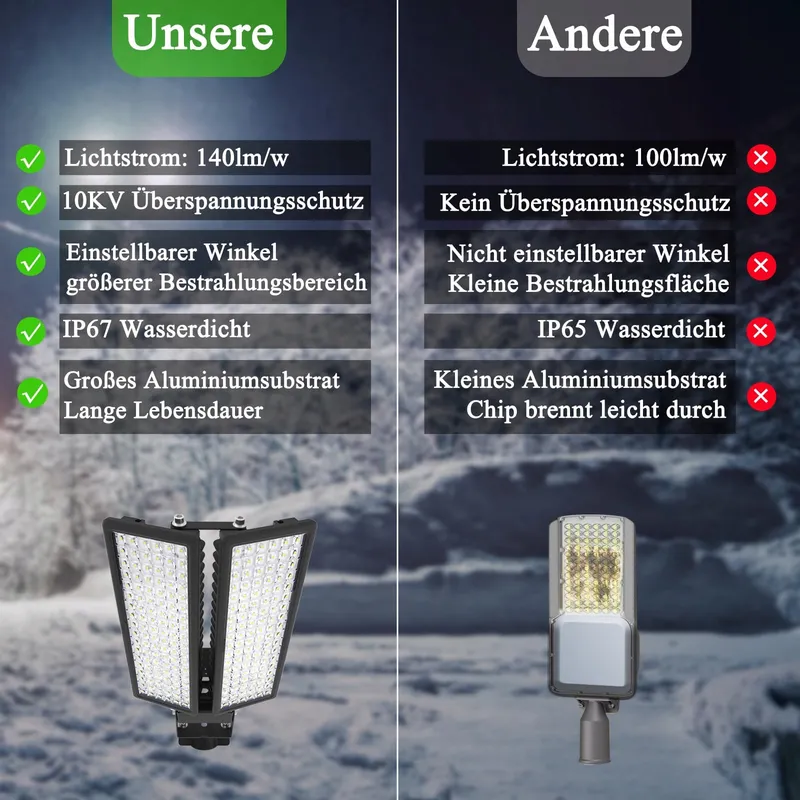 HOPEDAMAI LED Straatlamp 200W 28000lm 6500K IP67 230V Mast — foto 4