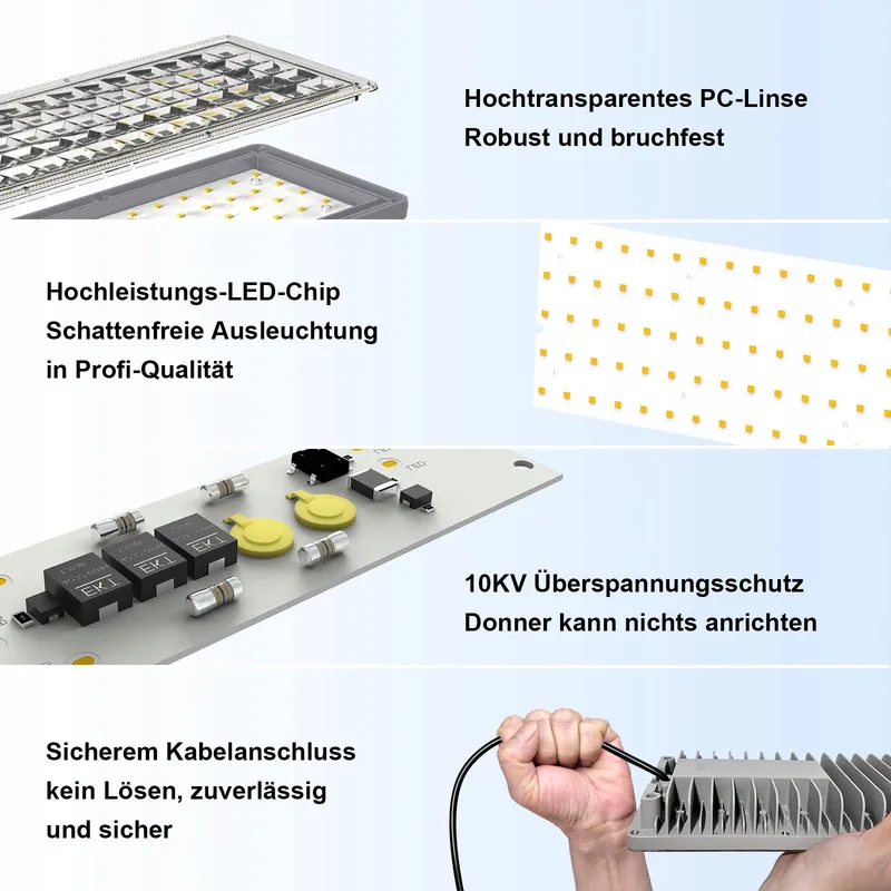 POWFUL LED Schijnwerper 100W 14000lm 6500K IP67 Verstelbaar Tuin Garage — foto 5