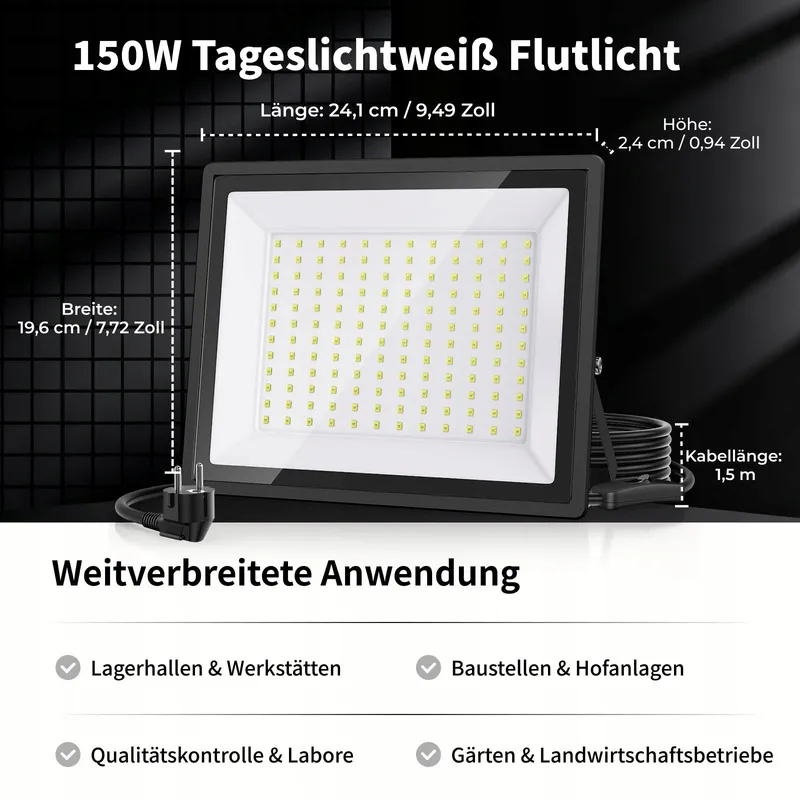LUX STRAES LED Bouwlamp 2x150W 16500lm 6500K IP66 Garage — foto 7