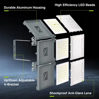 STASUN LED Schijnwerper 480W 40800lm 6000K IP66 Verstelbaar Stadion — miniatuur 3
