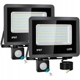 INDMIRD LED Schijnwerper Bewegingsmelder 2 Stuks 50W IP67 6500K — miniatuur 1