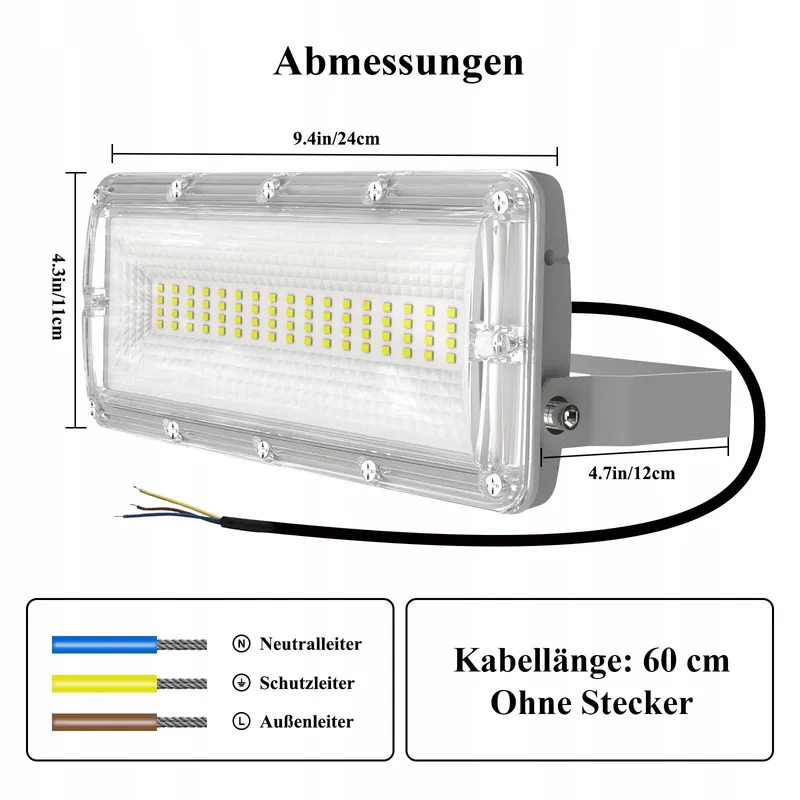 SUFUYA LED Schijnwerper Buiten Waterdicht Verstelbaar 50W 6500K IP67 — foto 6