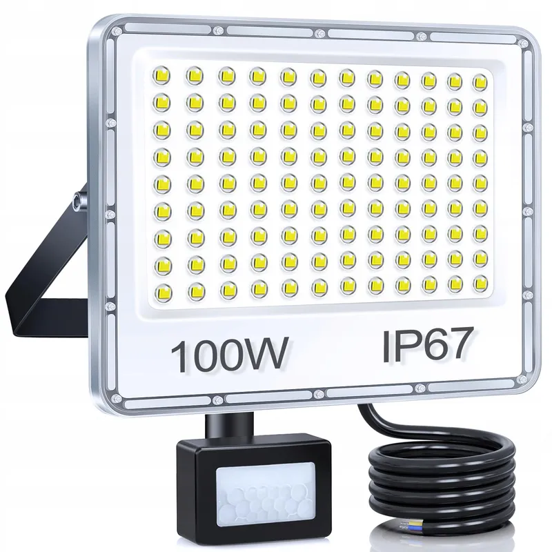 YIQIBRO LED Schijnwerper 100W Bewegingsmelder Koud Wit IP67 Tuin Garage — foto 1