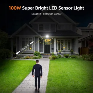 YIQIBRO LED Schijnwerper Bewegingsmelder 100W 10000LM IP67 Buiten — miniatuur 5