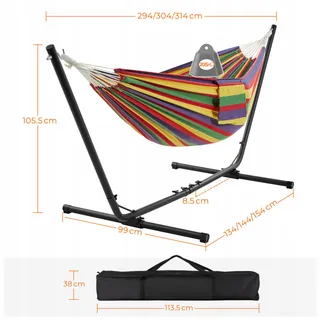 YAHEETECH Hangmat Set Verstelbaar 2-3 Personen 205kg Regenboog — miniatuur 3