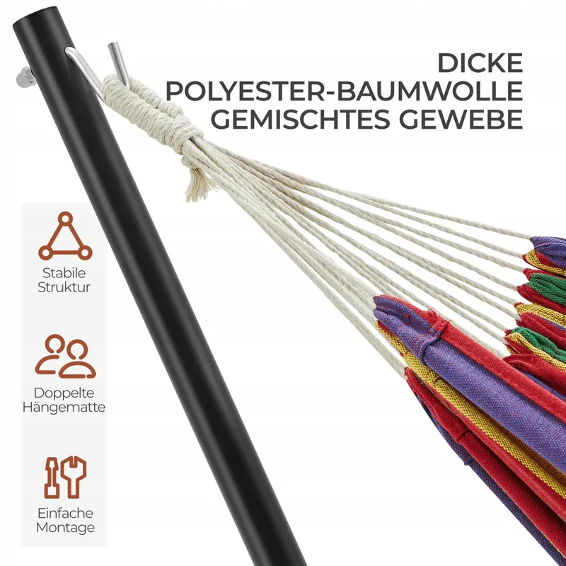 YAHEETECH Hangmat Set Verstelbaar 2-3 Personen 205kg Regenboog — foto 8