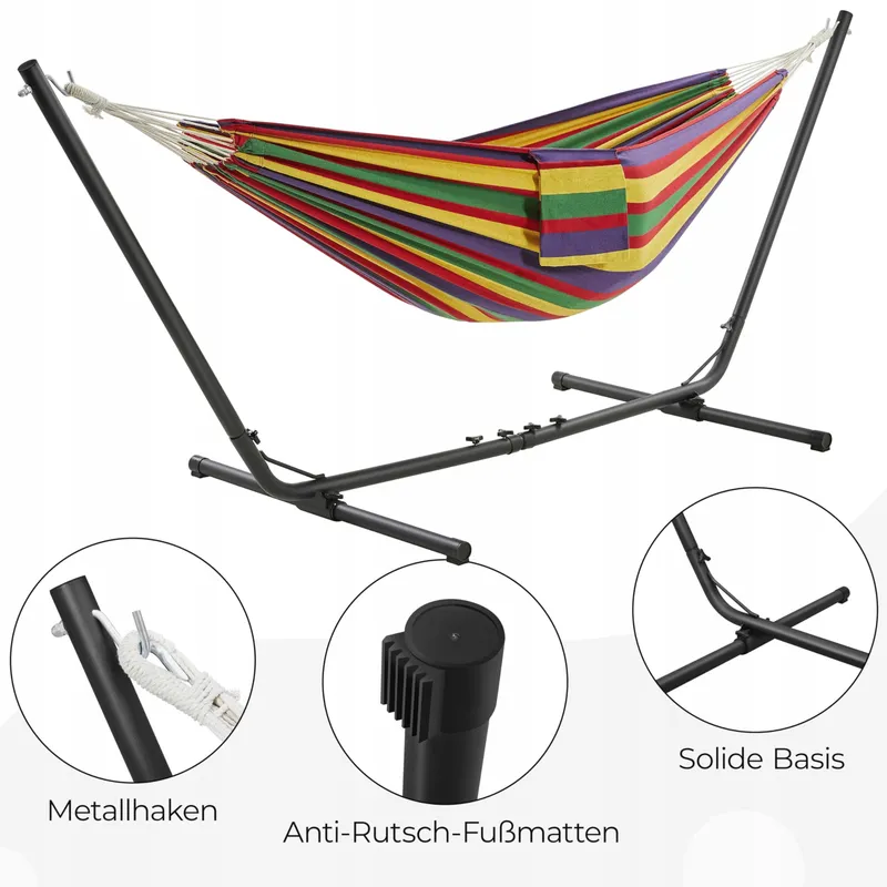 YAHEETECH Hangmat Set Verstelbaar 2-3 Personen 205kg Regenboog — foto 5