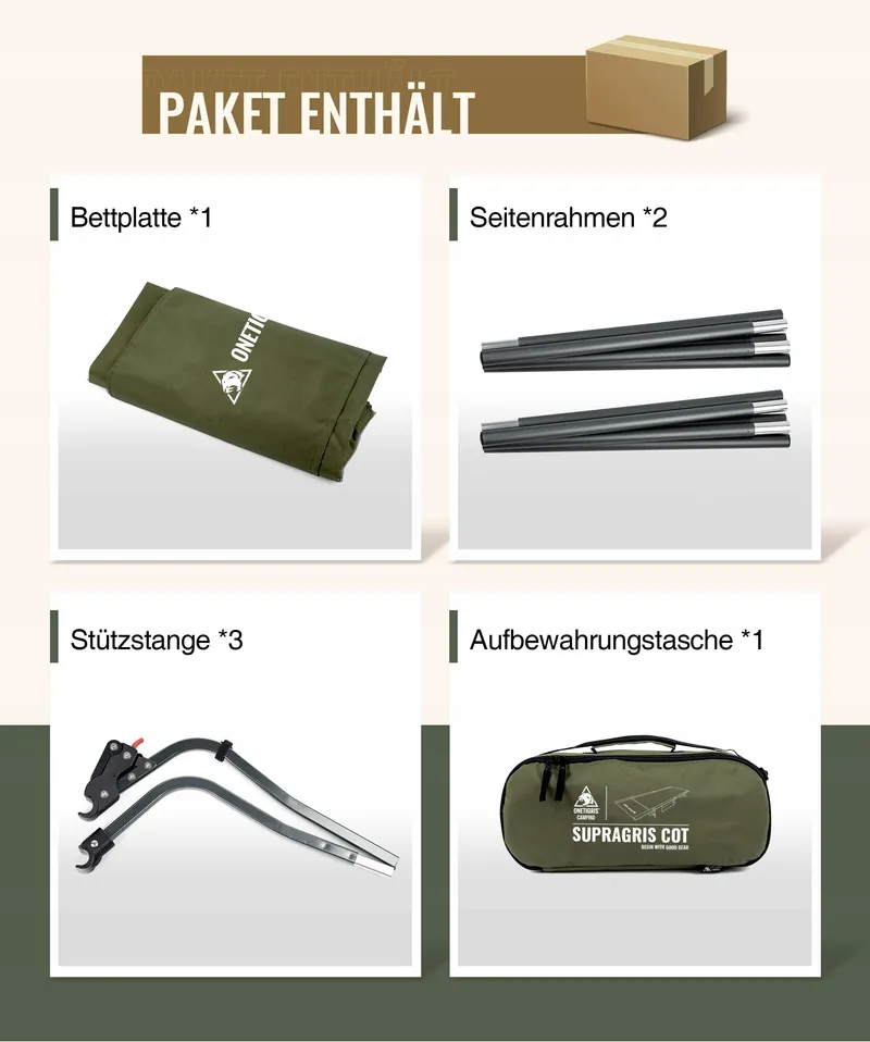 ONETIGRIS SUPRAGRIS Opvouwbaar Veldbed Licht Tot 180kg Camping Outdoor — foto 8