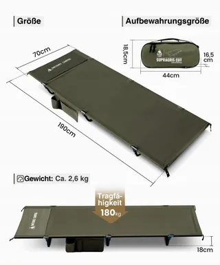 ONETIGRIS SUPRAGRIS Opvouwbaar Veldbed Licht Tot 180kg Camping Outdoor — miniatuur 2
