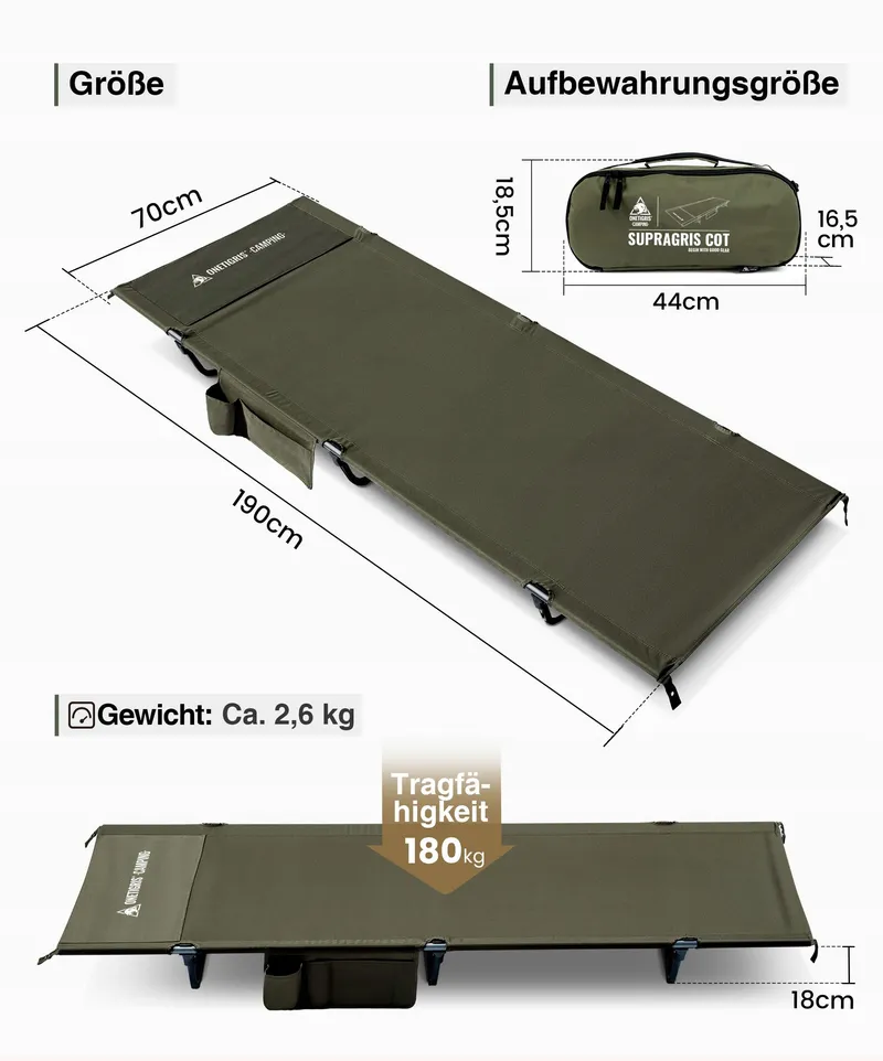 ONETIGRIS SUPRAGRIS Opvouwbaar Veldbed Licht Tot 180kg Camping Outdoor — foto 2