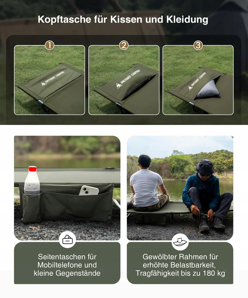 ONETIGRIS SUPRAGRIS Opvouwbaar Veldbed Licht Tot 180kg Camping Outdoor — foto 5