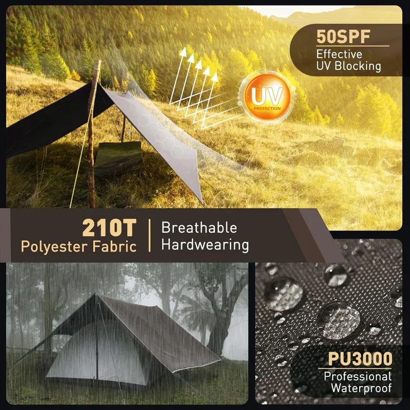 VOSOIR Tarp Waterdicht Licht Camping UV Bescherming 3x5M — foto 2