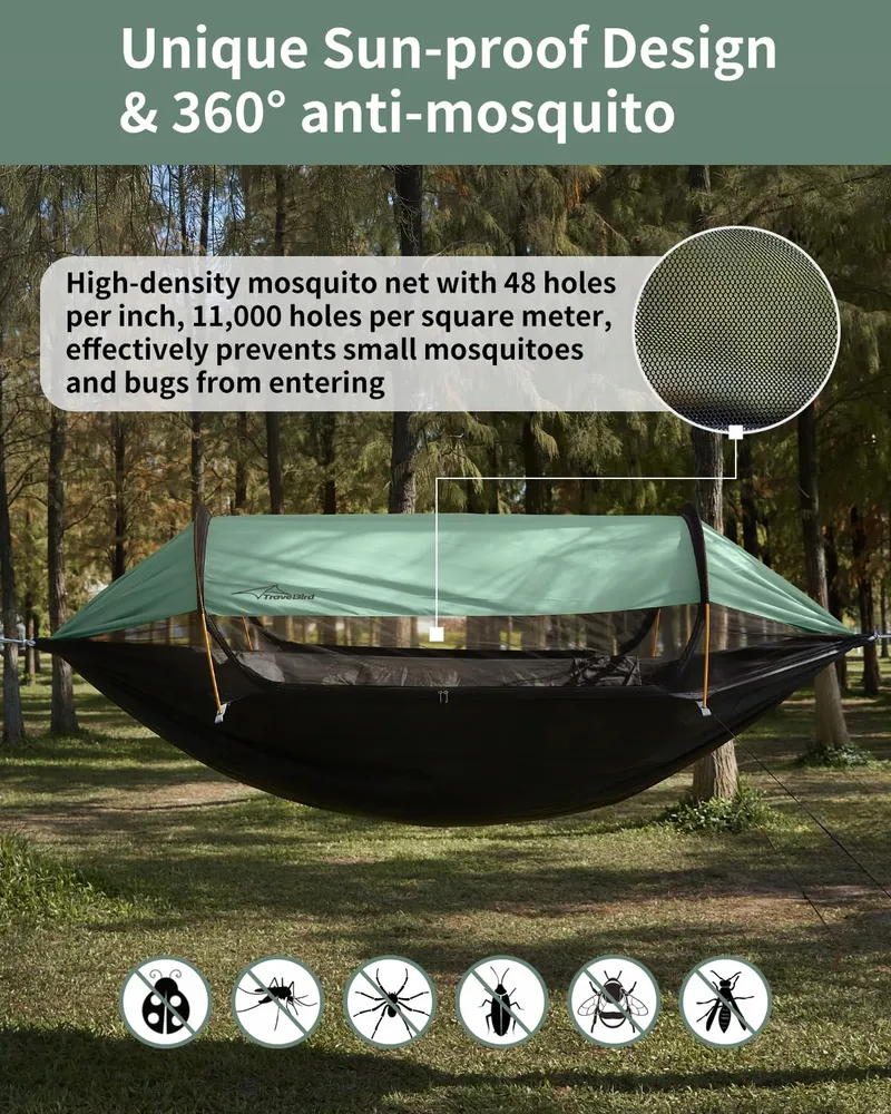 TRAVEL BIRD Hangmattent Klamboe UV-Bescherming 290x140cm — foto 3