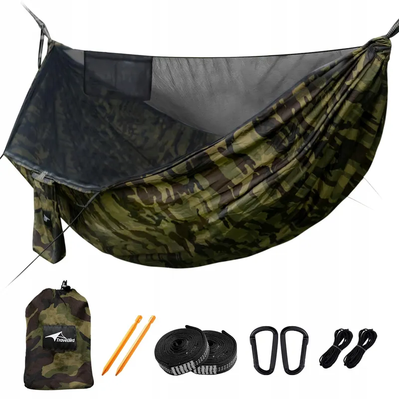 TRAVEL BIRD Camping Hangmat met Klamboe 2 Personen 290x140cm Licht — foto 1