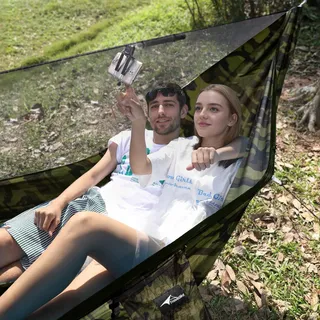 TRAVEL BIRD Camping Hangmat met Klamboe 2 Personen 290x140cm Licht — miniatuur 8