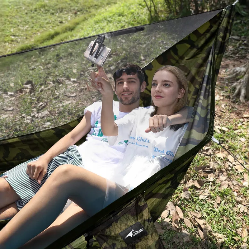 TRAVEL BIRD Camping Hangmat met Klamboe 2 Personen 290x140cm Licht — foto 8