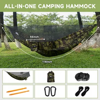 TRAVEL BIRD Camping Hangmat met Klamboe 2 Personen 290x140cm Licht — miniatuur 6