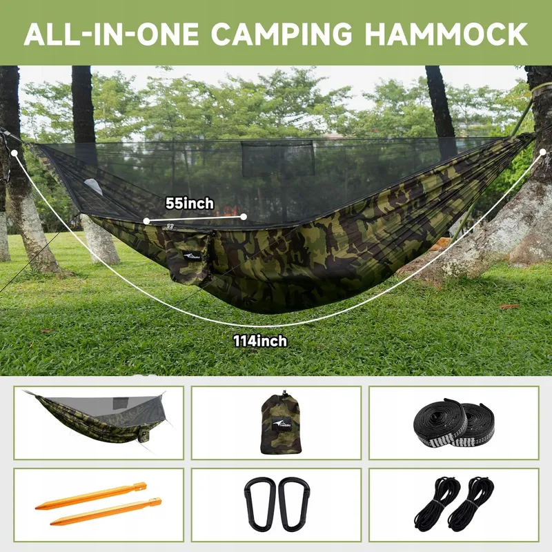 TRAVEL BIRD Camping Hangmat met Klamboe 2 Personen 290x140cm Licht — foto 6