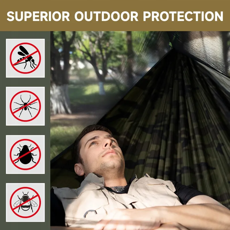 TRAVEL BIRD Camping Hangmat met Klamboe 2 Personen 290x140cm Licht — foto 4