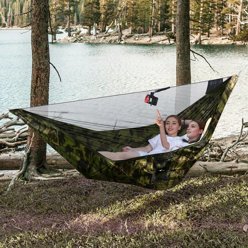TRAVEL BIRD Camping Hangmat met Klamboe 2 Personen 290x140cm Licht — foto 9