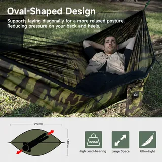 TRAVEL BIRD Camping Hangmat met Klamboe 2 Personen 290x140cm Licht — miniatuur 2