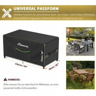 BEEWAY Tuinmeubelhoes Waterdicht 150x90x73cm 420D Oxford — miniatuur 2