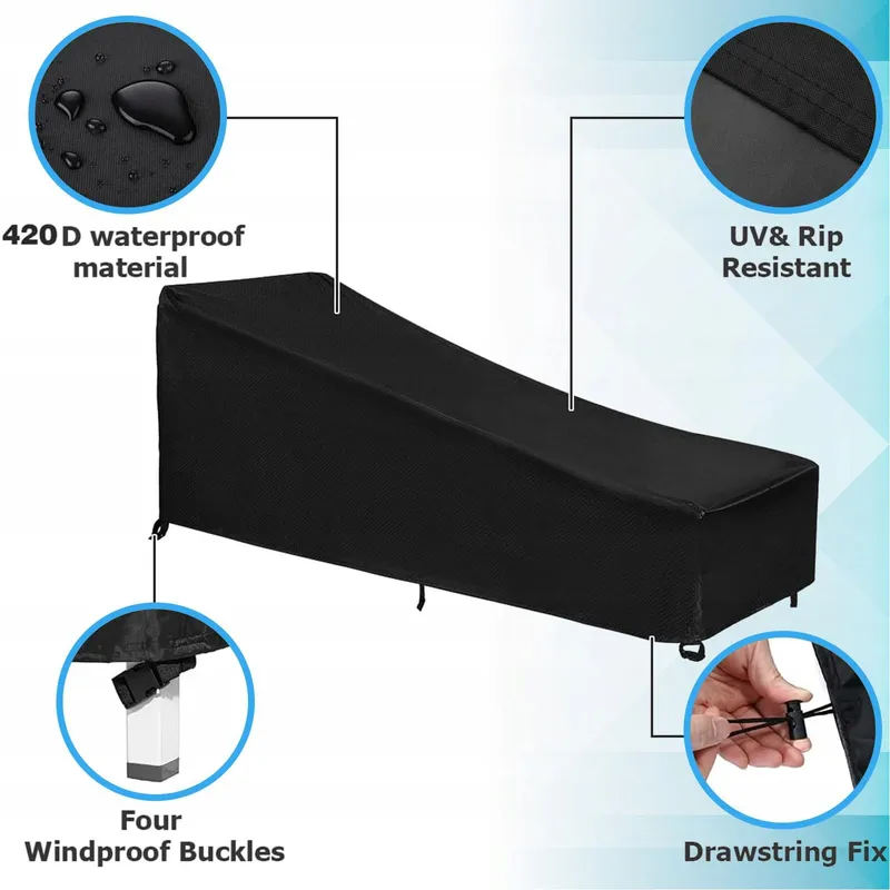 GARPROVM Hoes Ligstoel Weerbestendig 200x75x40/70cm — foto 3