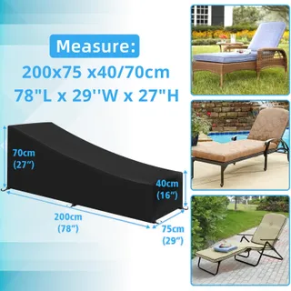 GARPROVM Hoes Ligstoel Weerbestendig 200x75x40/70cm — miniatuur 2
