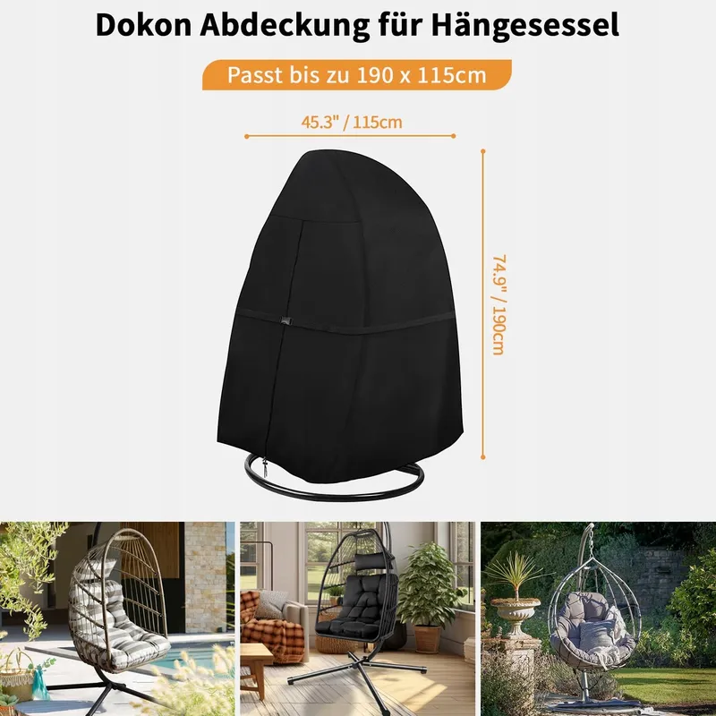 DOKON Hoes voor Hangstoel Waterdicht Rits UV 190x115cm — foto 2
