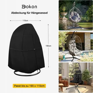 DOKON Beschermhoes Hangstoel Waterdicht Rits Koord 190x115cm — miniatuur 2