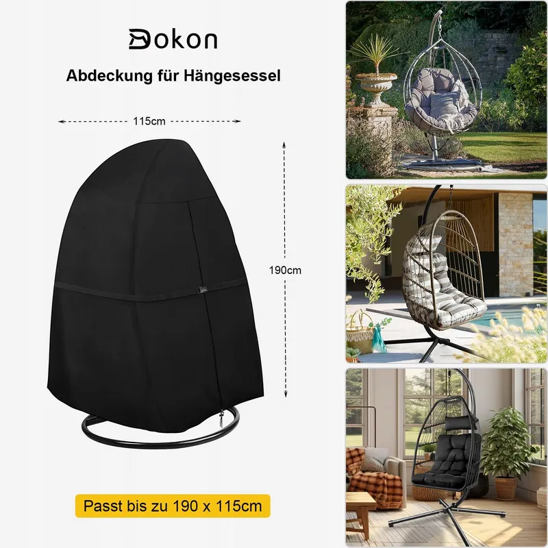 DOKON Beschermhoes Hangstoel Waterdicht Rits Koord 190x115cm — foto 2